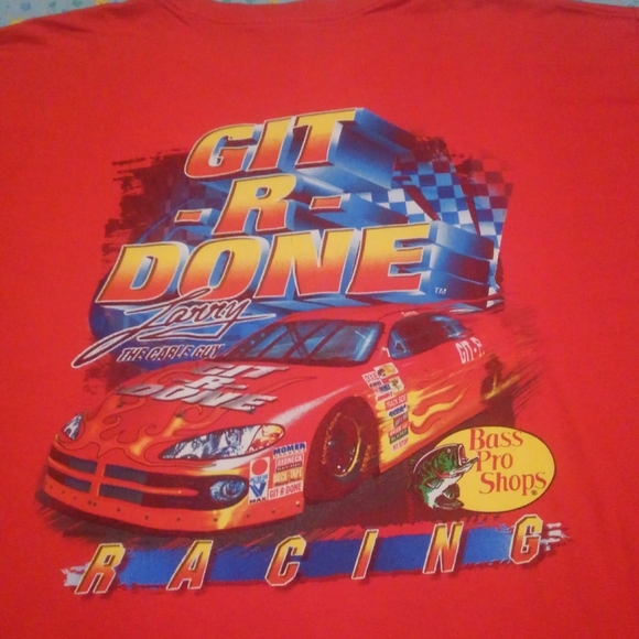 📺🏎️💨 Git R Done 🔥 Larry the Cable Guy 📺 Shirt XL Racing 🐟 Bass Pro Shops - Picture 11 of 11